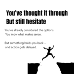 Illustration showing hesitation despite clarity, representing delayed action and overthinking decisions