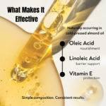 Close-up of almond oil texture showing oleic acid, linoleic acid and vitamin E benefits for skin and hair