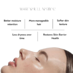 Healthy glowing skin showing benefits of almond oil like moisture retention, softer texture and reduced dryness