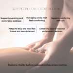 Benefits of Swastik Clove Bud Essential Oil including warming aromatherapy, restorative wellness rituals, grounding diffuser practices, and comforting self-care routines.