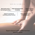 Benefits of Swastik Nutmeg Essential Oil including warming wellness support, grounding spicy aroma, massage use, and comforting body care rituals.