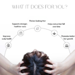 Rosemary oil benefits including reduced hair fall, improved scalp health, stronger roots, and thicker looking hair