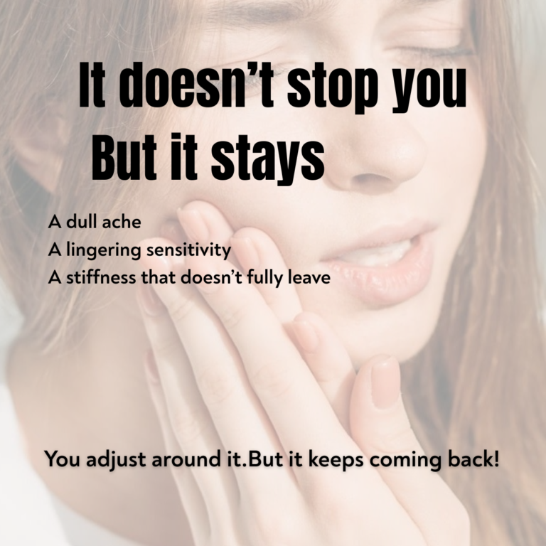 Woman holding cheek showing tooth sensitivity and discomfort representing recurring pain and irritation