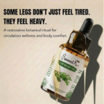 Premium Swastik Cypress Essential Oil bottle styled in luxury botanical wellness aesthetics for restorative massage, tired leg care, and circulation-focused self-care rituals.