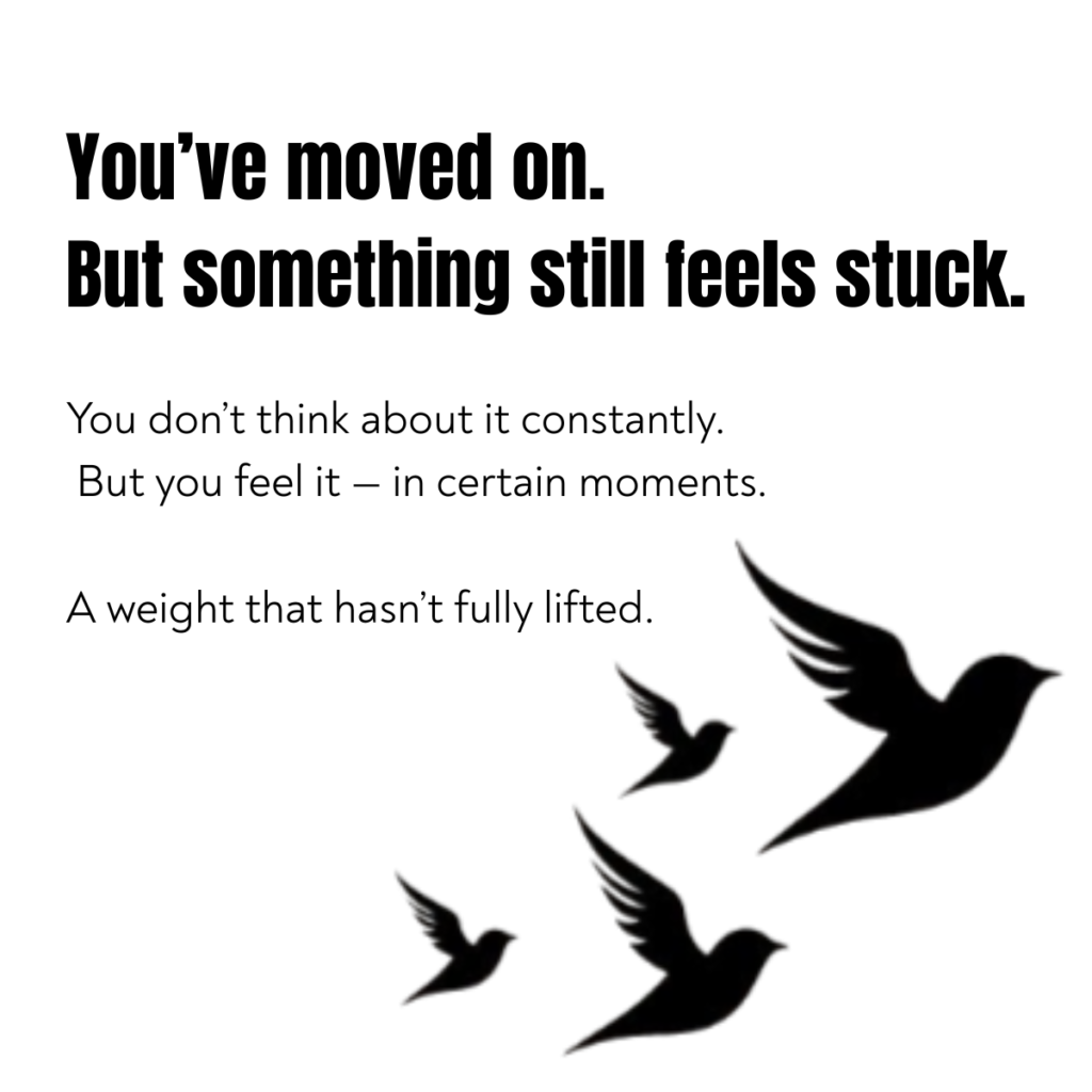Illustration representing emotional weight and unresolved feelings that remain even after moving on
