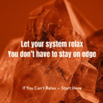 Crystal background with message “Let your system relax” encouraging calm, grounding, and starting with root chakra oil