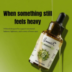 Swastik Anahata heart chakra oil bottle with message about emotional balance, inner ease, and releasing heaviness