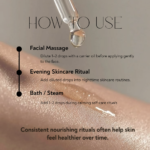 Carrot seed essential oil usage guide featuring facial massage, evening skincare routines, bath steam use, and restorative botanical self-care practices