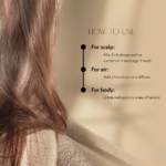 Steps showing how to use Citriodora essential oil for scalp massage diffuser and body application