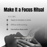 applying essential oil and using diffuser for focus routine during work or study sessions