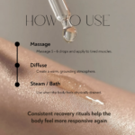 Minimal wellness creative showing how to use Ginger Essential Oil for massage, diffusion, steam rituals, and recovery-focused self-care.