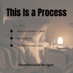 bedside night routine with essential oil diffuser and calm lighting showing pre sleep relaxation ritual