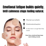 Luxury wellness creative highlighting emotional exhaustion, mental overwhelm, and calming aromatherapy support using jasmine grandiflorum essential oil.