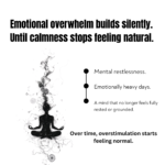 Luxury wellness creative highlighting emotional overwhelm, mental restlessness, and grounding jatamansi essential oil rituals for calmness and mindfulness.