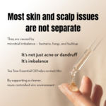 Dropper applying essential oil illustrating microbial imbalance of bacteria and fungi on skin and scalp