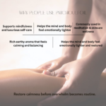 Benefits of Swastik Patchouli Essential Oil including grounding aromatherapy, meditation rituals, calming diffuser wellness, and restorative self-care practices.