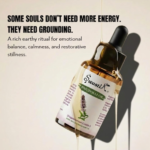Premium Swastik Patchouli Essential Oil bottle styled in luxury earthy wellness aesthetics for grounding aromatherapy, emotional balance, and restorative self-care rituals.