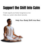 person meditating peacefully showing calm nervous system and relaxation supported by aromatherapy oil
