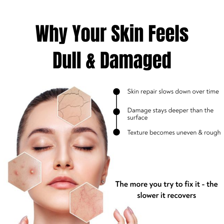 dull damaged skin caused by slow skin repair uneven texture and rough skin explained