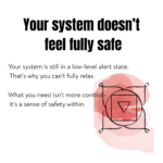 Explanation of low-level alert state in the body and lack of inner safety causing inability to relax, linked to root chakra imbalance