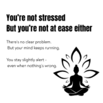 Text explaining feeling not stressed but not at ease, showing constant mental activity and subtle unease linked to root chakra imbalance