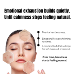 Luxury wellness creative highlighting emotional exhaustion, mental restlessness, and calming ylang ylang essential oil rituals for softness and emotional harmony.