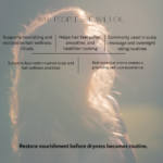 Benefits of Swastik Amla Oil including nourishing scalp massage rituals, overnight hair care, Ayurvedic wellness practices, and restorative hair nourishment.